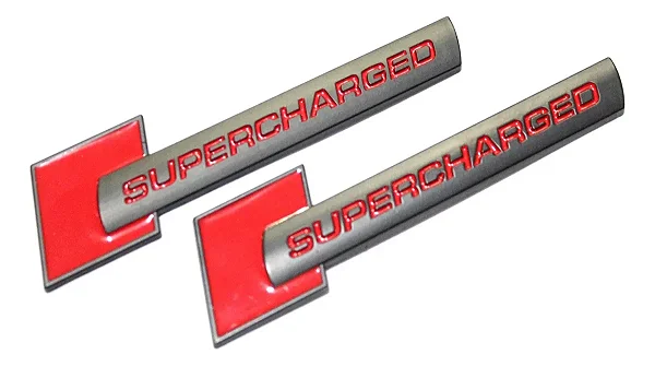 Par Emblema Lateral Supercharged Audi Volkswagen Preto Vermelho