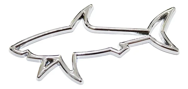 Emblema Tubarão Shark Traseira Carro Sport Tuning Prateado