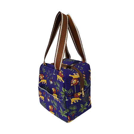Bolsa Térmica Desenho Safari Azul Leão