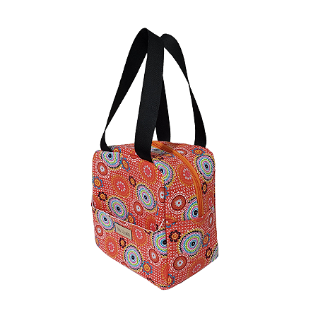 Bolsa Térmica Mandala Coral Zíper Laranja