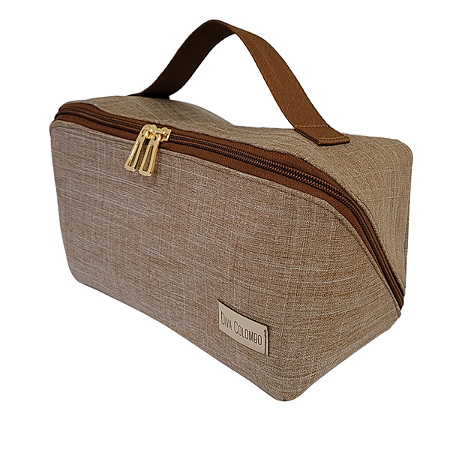 Necessaire Multiuso Gabriela  Linho Marrom