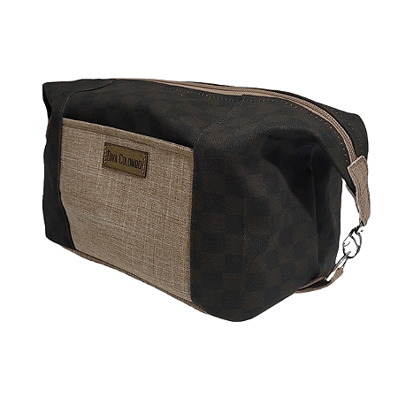 Necessaire Masculina Xadrez Marrom