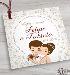 50 Tags Casamento 5x5cm