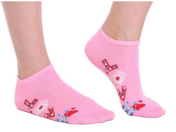 12 pares de Meia Feminina Soquete Cores SORTIDAS
