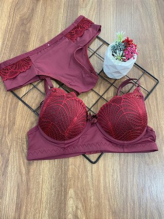 Conjunto lingerie com bojo calcinha conforto GG