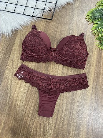Conjunto Lingerie Com Bojo Calcinha Conforto P(40), M (42), G(44)