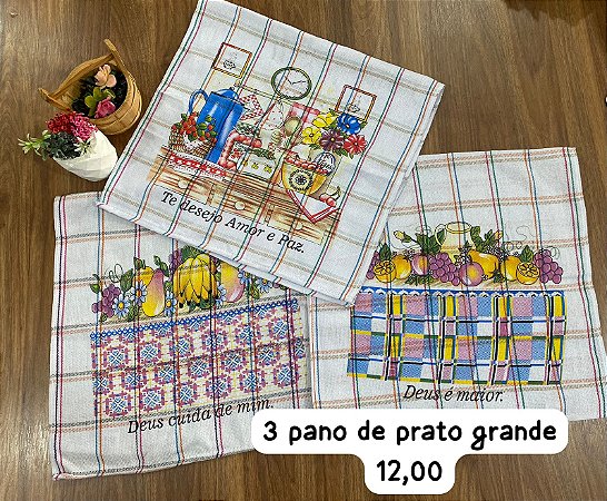 Kit 3 panos de prato Xadrez 44cmx75cm