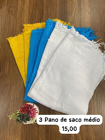 Kit 3 Sacos alvejados coloridos 48cmx68cm