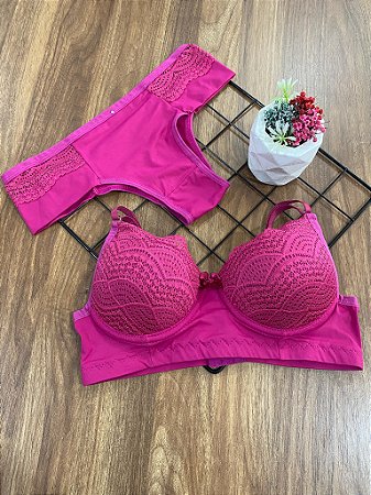 Conjunto Lingerie com Bojo Plus Size Calcinha Fio Duplo ou Conforto