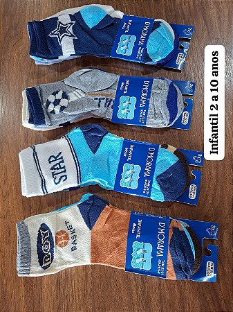 12 Pares de meia Soquetes infantis Masculinas