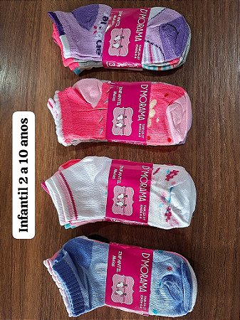 12 Pares de meia Soquetes infantis Feminina