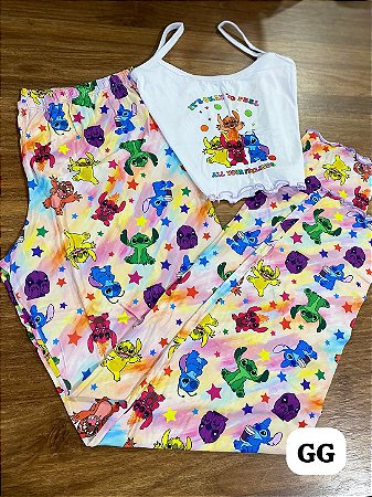 Pijama de Frio BLOGUEIRA CALÇA e CROPPED - Liso Estampado G,GG