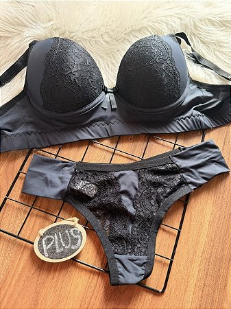 Conjunto de lingerie Plus Size Rendado 48,50,52
