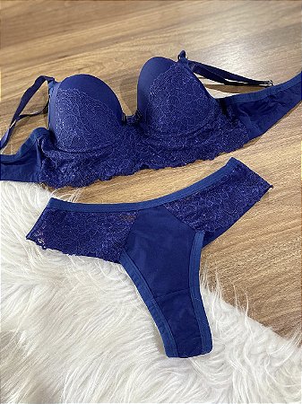 Conjunto clássico lingerie Calcinha Fio Rendado
