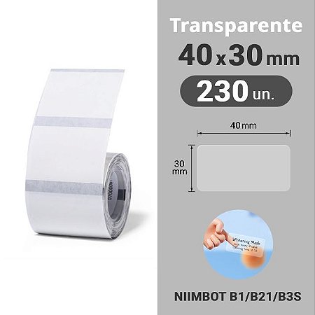 Rolo de etiquetas 40x30mm Transparente (230pçs)