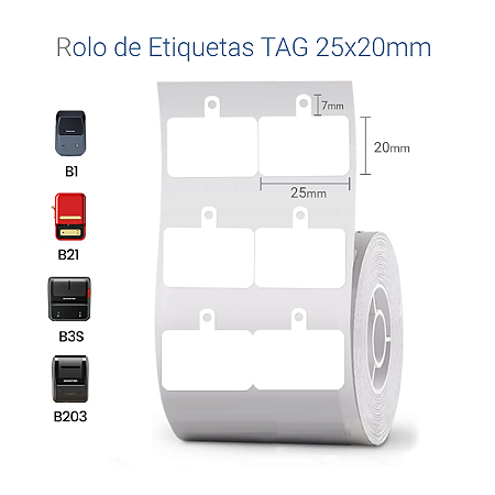 Rolo de etiquetas Tag/Jóias 25x20mm (250un)