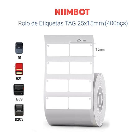 Rolo de etiquetas Tag/Jóias 25x15mm (400un)