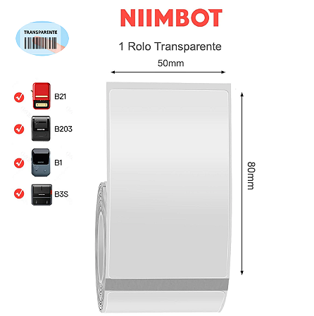 Rolo Etiqueta Transparente 80x50mm (95un)