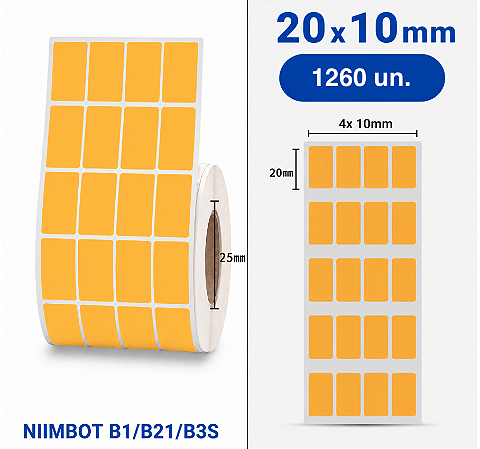Rolo Etiqueta Niimbot 20x10mm Amarelo (1260un)