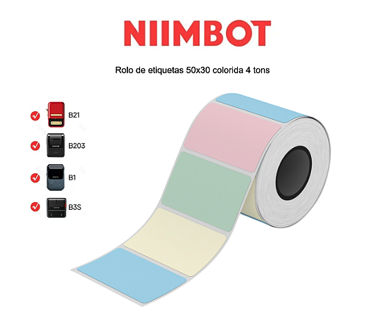 Rolo Etiquetas Coloridas 4 Tons 50x30mm (230un)