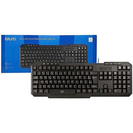 Teclado Slim Multimidia com fio Multilaser  TC206