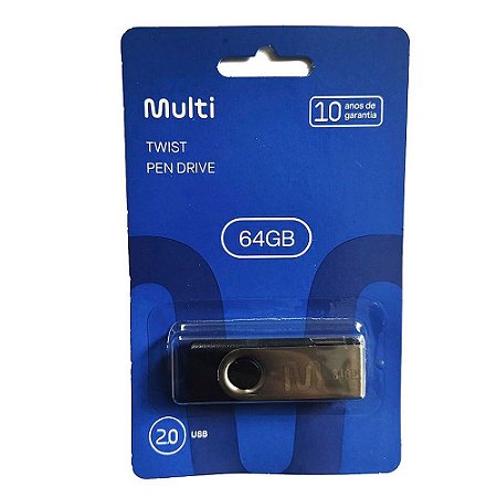 Pen Drive Multilaser Twist 64GB - PD590 - Preto