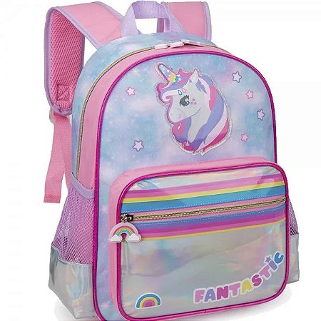 Mochila Escolar Infantil Menina Unicórnio Fantastic Pequena- Nova Rio