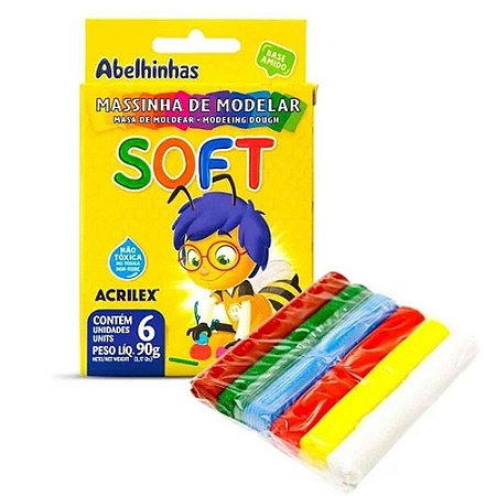 Massinha de Modelar Soft com 6 cores 90 gramas - Acrilex