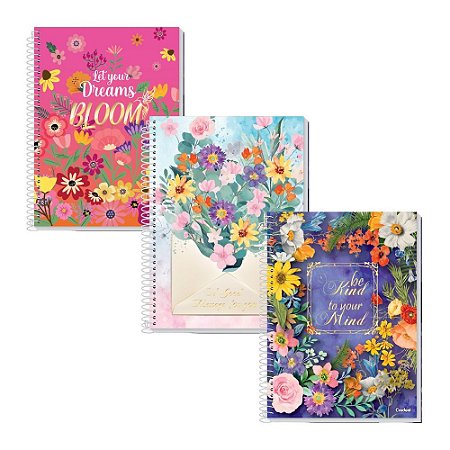 Caderno Universitario 80 fls Capa Dura 1 Materia c Adesivo - Petalas - Credeal