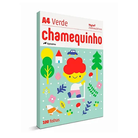 Papel A4 Verde c 100 Fls 75gr Chamequinho