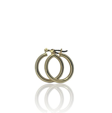 BRINCO ARGOLA LISA TUBO P FOLHEADO A OURO 18K.