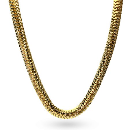 COLAR DE MALHA ESCAMA DUPLA 6mm FOLHEADO A OURO 18K.