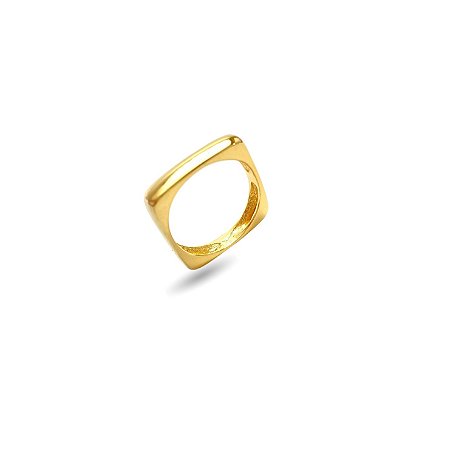 ANEL LISO QUADRADO FOLHEADO 18K.