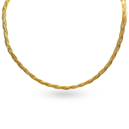 COLAR CHOKER TRANÇADO 30CM+10 CM EXTENSOR FOLHEADO A OURO 18K.