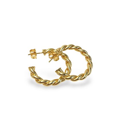 BRINCO SABRINA ARGOLA TRANÇADA FOLHEADO A OURO 18K.