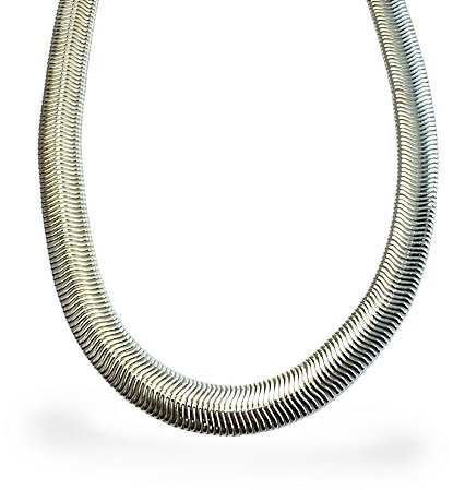 COLAR MALHA 1cm COM APROX. 40cm BANHADO A PRATA.