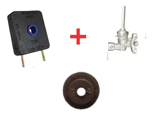 Kit 1 Interruptores+1 Registro Ramal Encaixe Fischer Cooktop+ 1 borracha de vedação