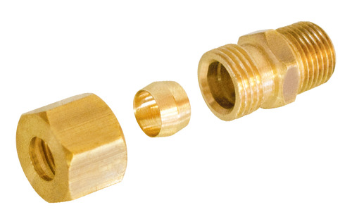 CONJUNTO PORCA ANILHA E NIPLE COM R. 1/8 NPT(E) P/ TUBO 1/4