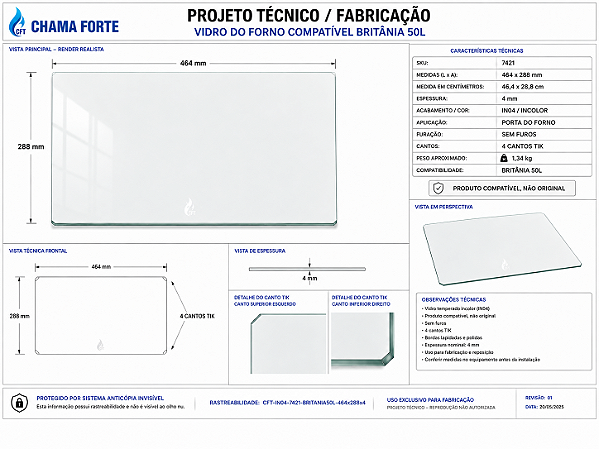 Vidro Do Forno Britania 50l 464x288