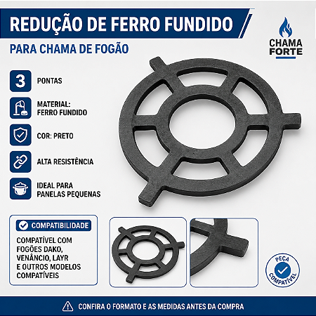Redução de Ferro Fundido para Chama de Fogão Industrial