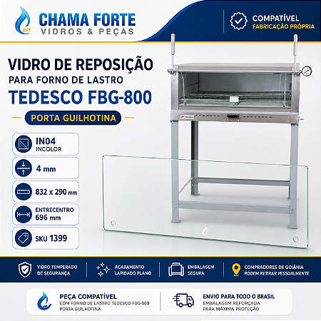 83,2x29 Vidro compativel P/ Forno Tedesco Fb-800 medid maior