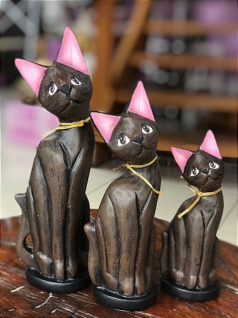 Trio Gatos (laços/marrom)