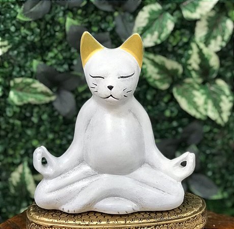 Gato Yoga meditando (off/dourado)