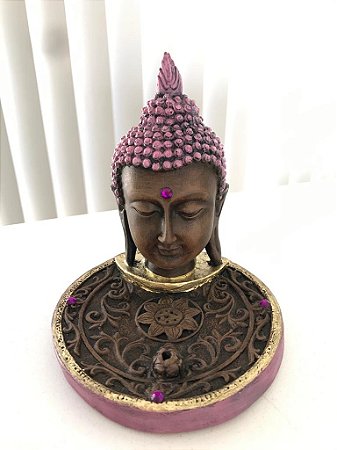 Incensário Busto Buda (marrom/rosa envelhecido)