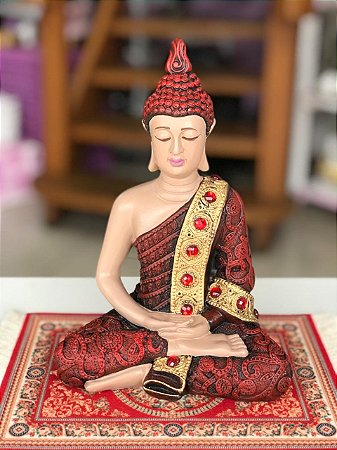 Buda meditação (Vermelho envelhecido)