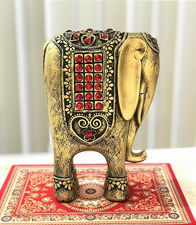 Elefante Alto (dourado com vermelho)