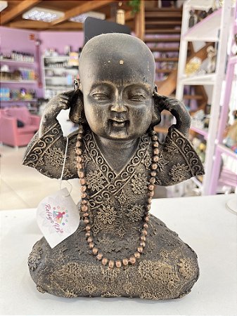 Monge sabedoria, não escuto o mal GG (dourado envelhecido)