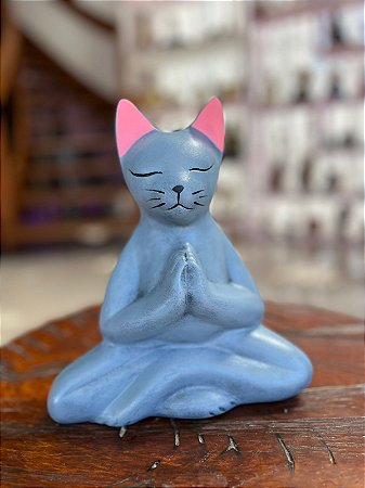 Gato Yoga namastê (cinza/rosa)