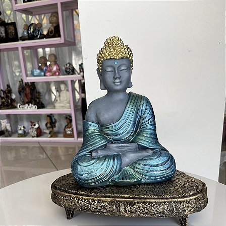 Buda em meditação azul (colorido)