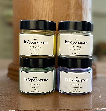 Vela Aromática - Kit 4 velas Linha Ho´ponopono